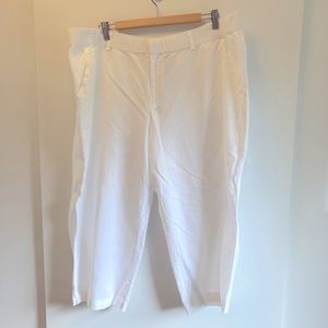 White linen cotton blend cropped pants size XXL